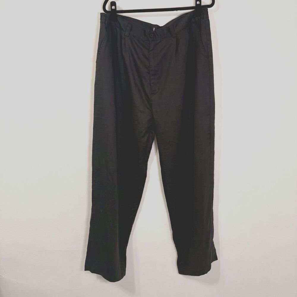 GB Collection Black 100% Linen Pants Sz 38